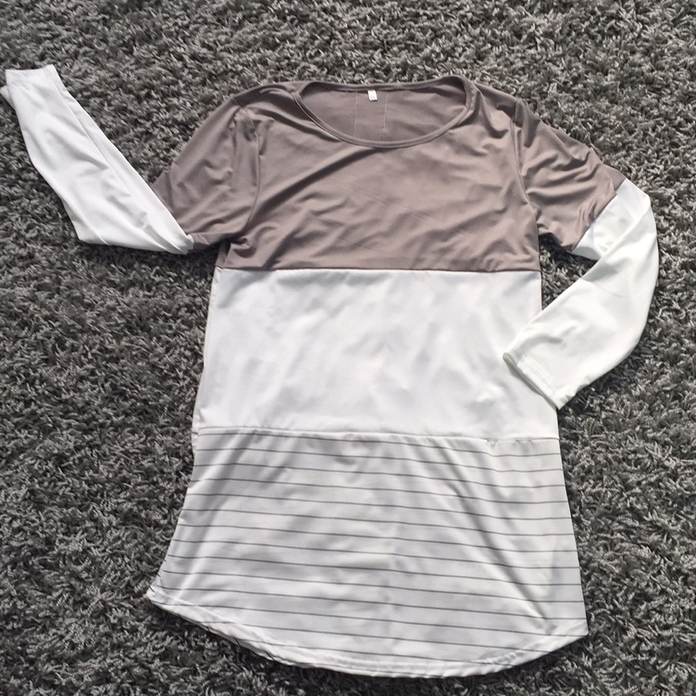 Taupe and Cream long sleeve tunic